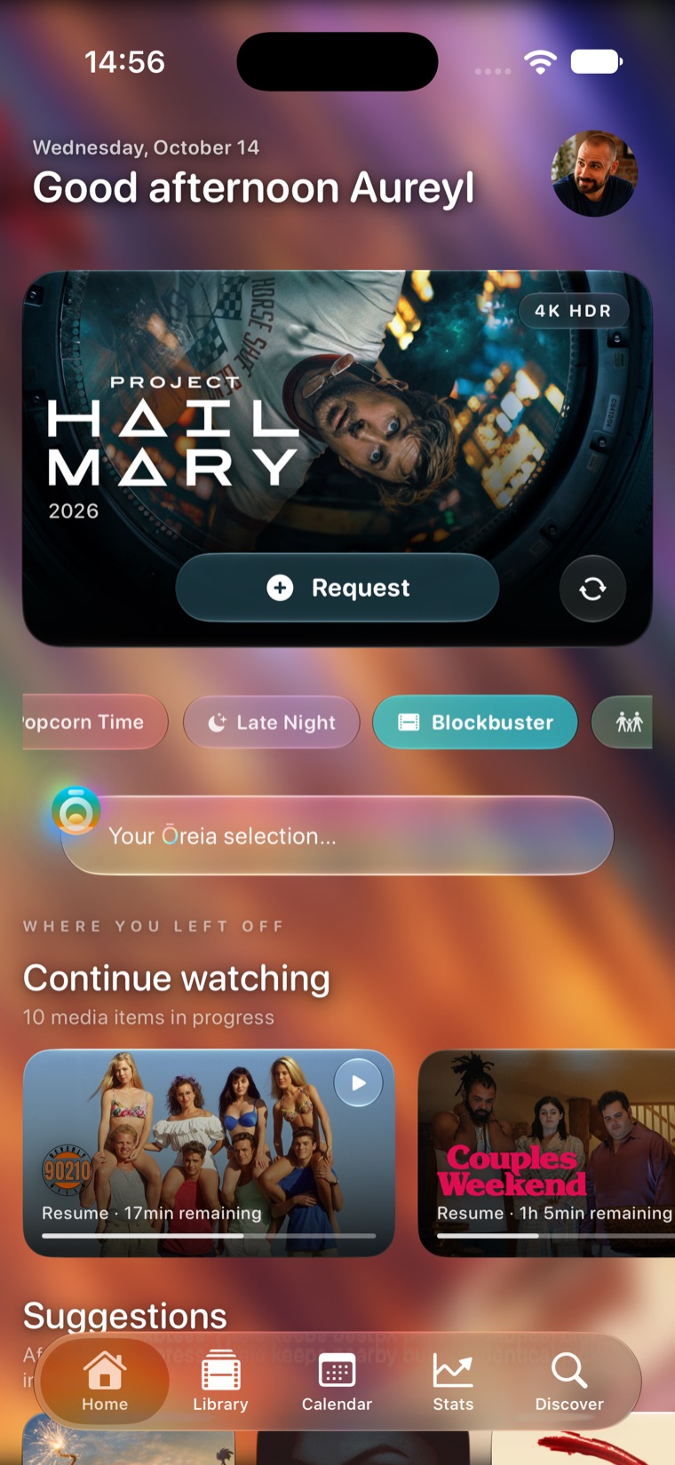 Ōwea home screen featuring Project Hail Mary
